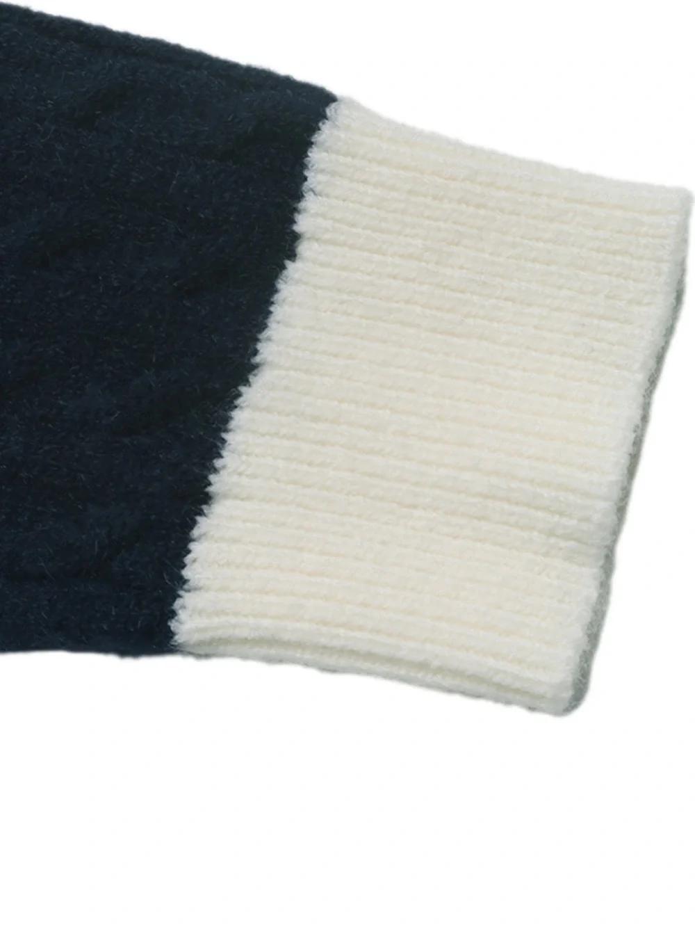 Cable Knit Contrast Collar Sweater